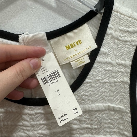 Anthropologie Maeve Patch Pocket Mini Dress White Black Size Small - Picture 6 of 11